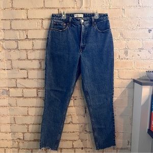 Abercrombie High Rise Skinny Curvy Love Jeans with Frayed Bottoms